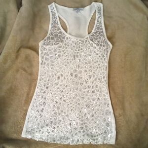 White Sequin Tank Top